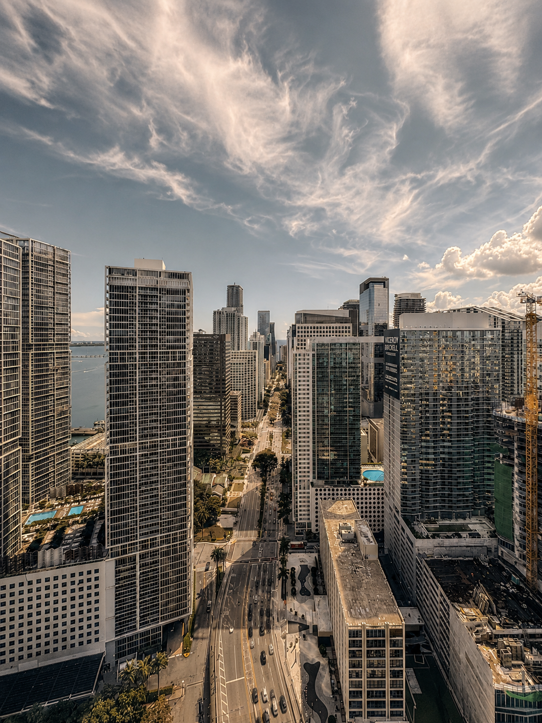 Brickell Avenue and the office towers of Miami's financial district